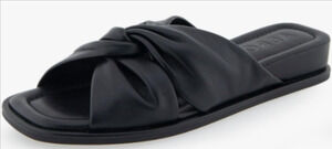 Aerosoles Brady Women's Black Leather Knot Slide Sandals Open Square Toe Size 7
